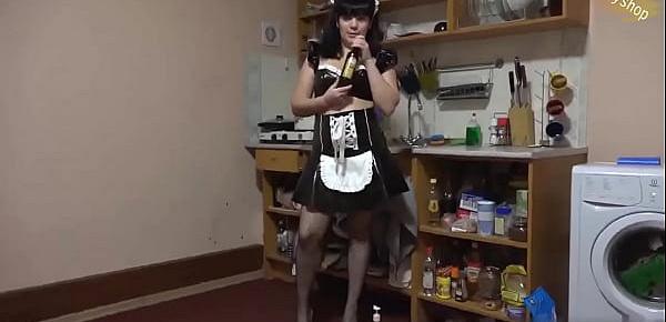  Hot Maid In The Kitchen Ass Fuck Bottle